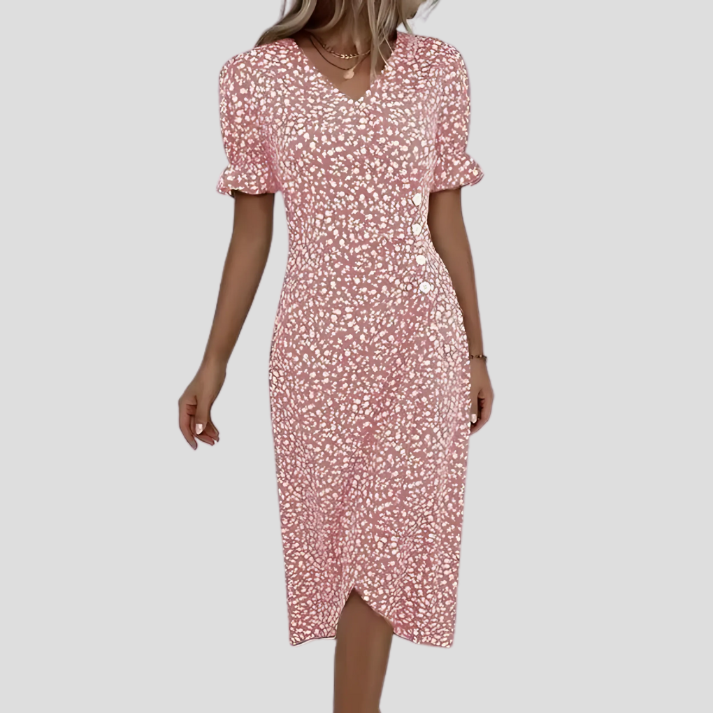 Elegant blomster-midikjole for kvinner