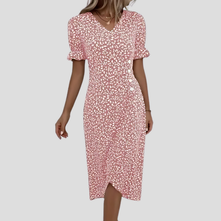 Elegant blomster-midikjole for kvinner