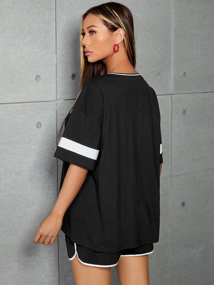 Oversized casual baseball/football shirt for women
