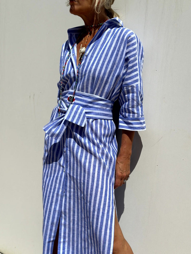 Elegant long-sleeved shirt dress for women