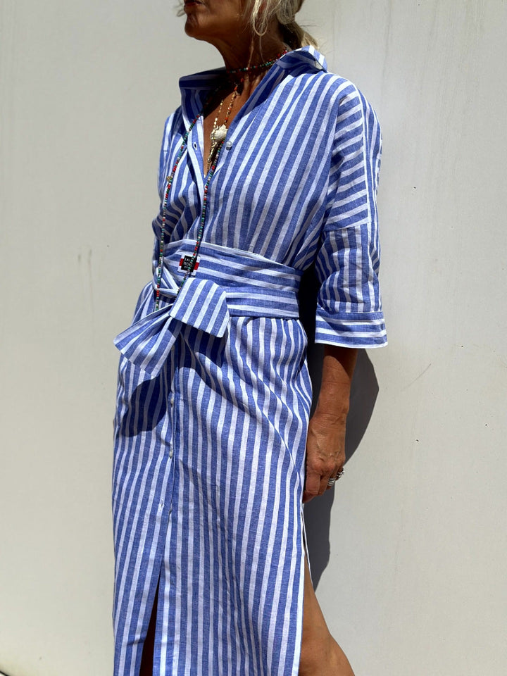Elegant long-sleeved shirt dress for women