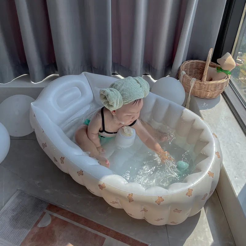 Oppblåsbart badekar for baby, for reise