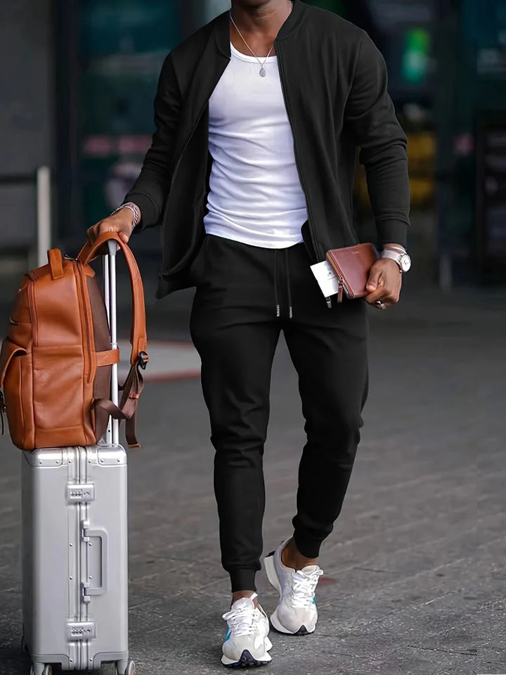 Men's jacket and pants set with zipper