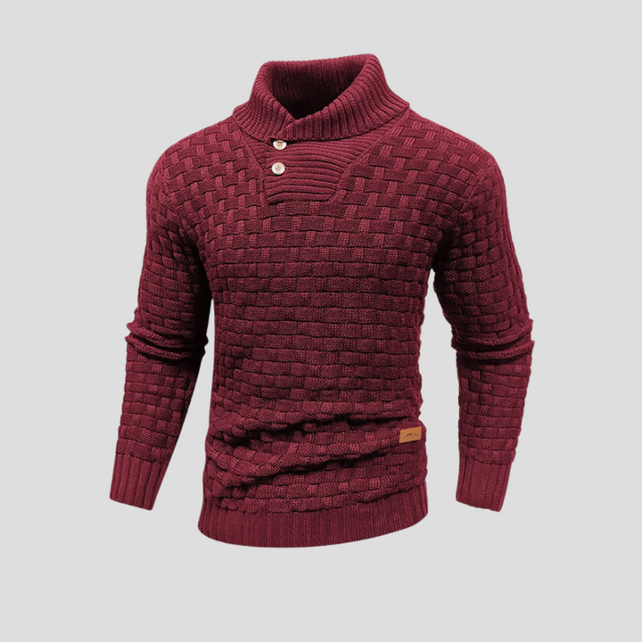 Half-collar sweater with buttons for men