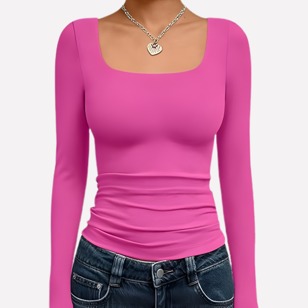 Kvinners Firkantet Hals Langermet Crop Top
