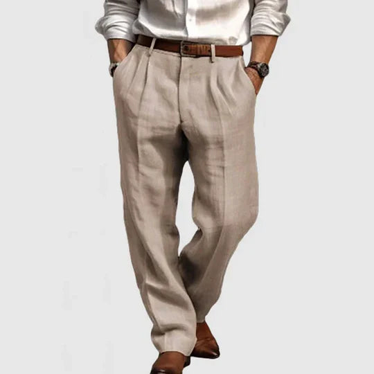 Men's trousers in cotton and linen