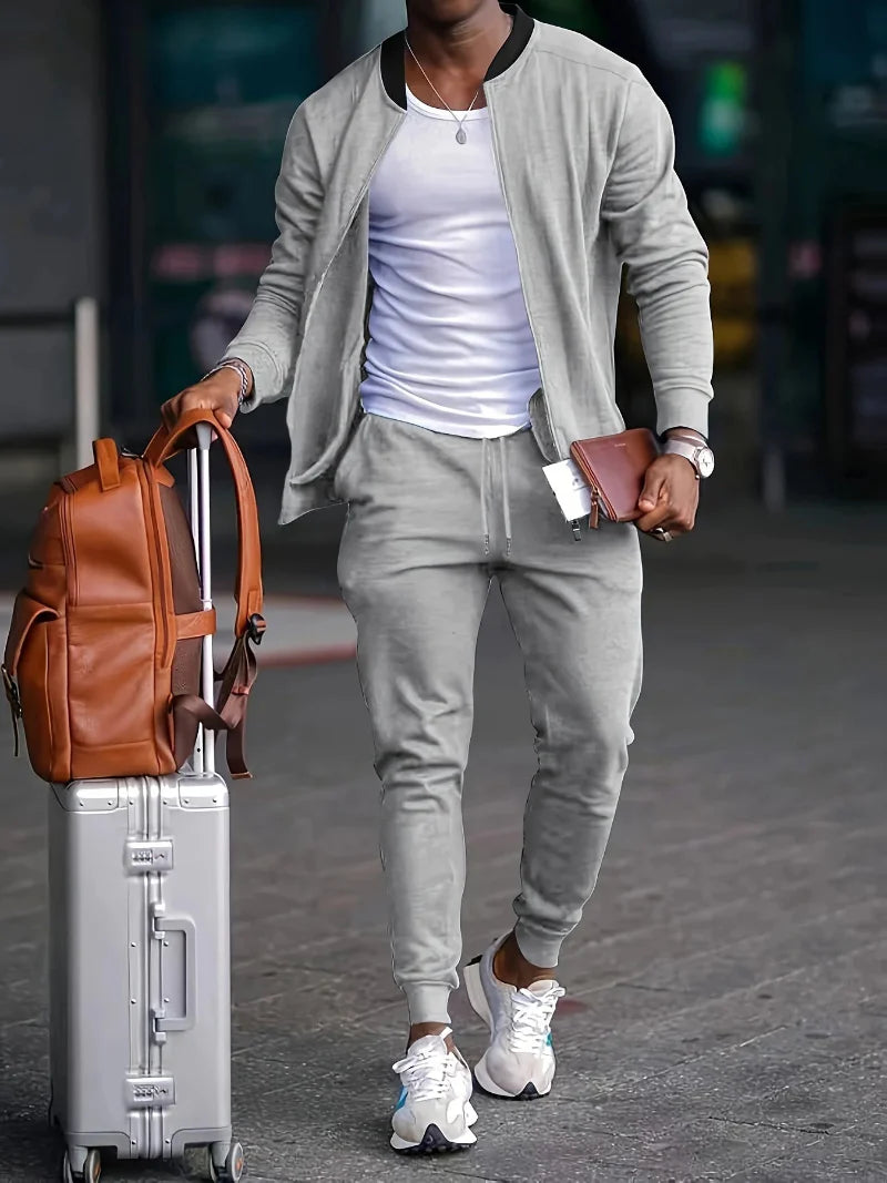 Men's jacket and pants set with zipper
