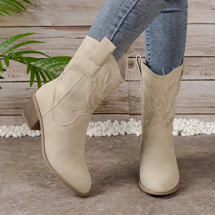 Premium vegan western cowboy boots in leather