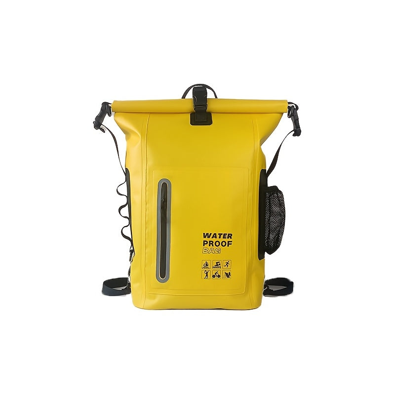 Vanntett 25L sekk med roll-top-lukking, flere lommer, solid spennelukking og nettsidelomme
