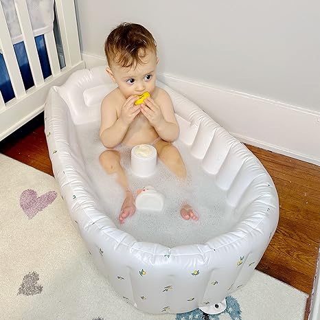Oppblåsbart badekar for baby, for reise