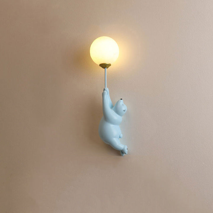 Vegglampe med bjørn og ballong for barnerom