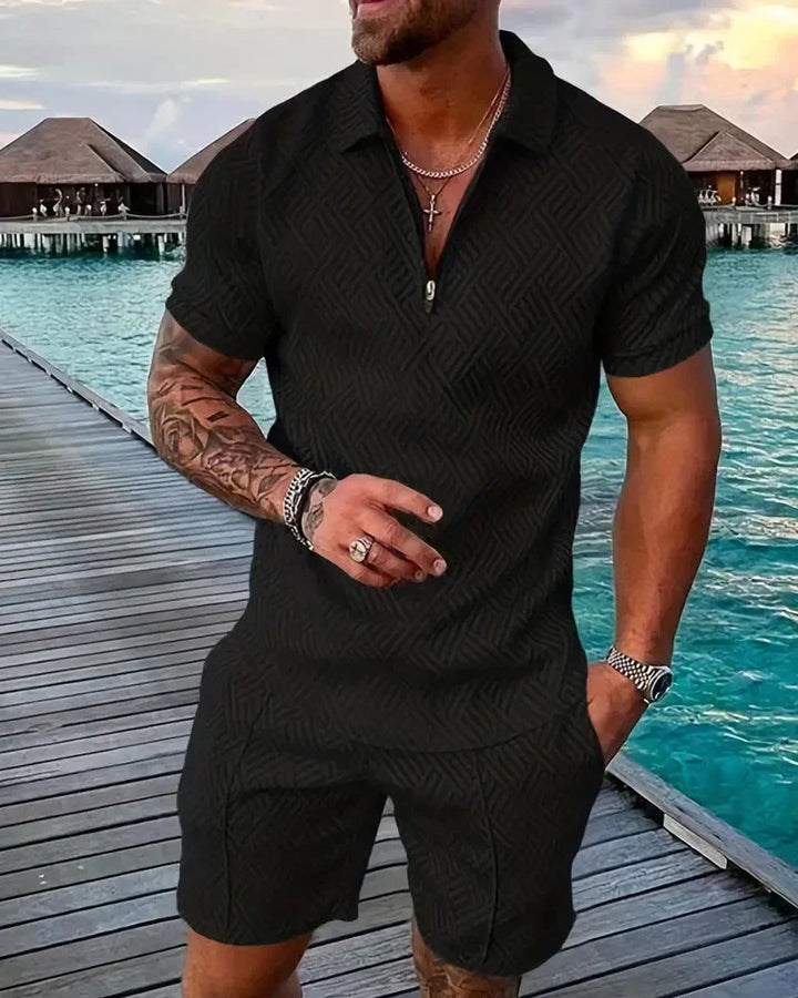 Casual Zipper Collar Sommer Treningsdrakt Outfit