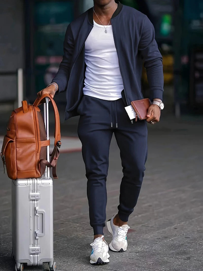 Men's jacket and pants set with zipper