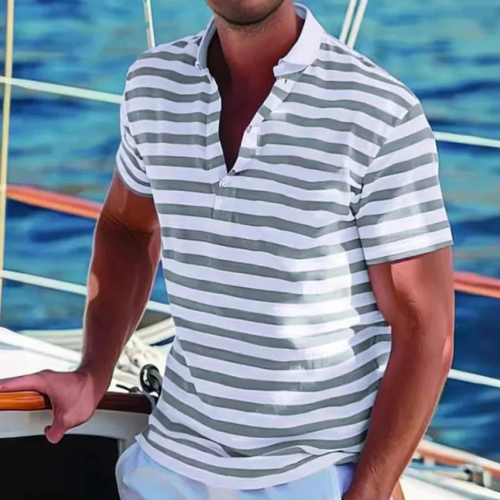 Retro striped polo shirt for men