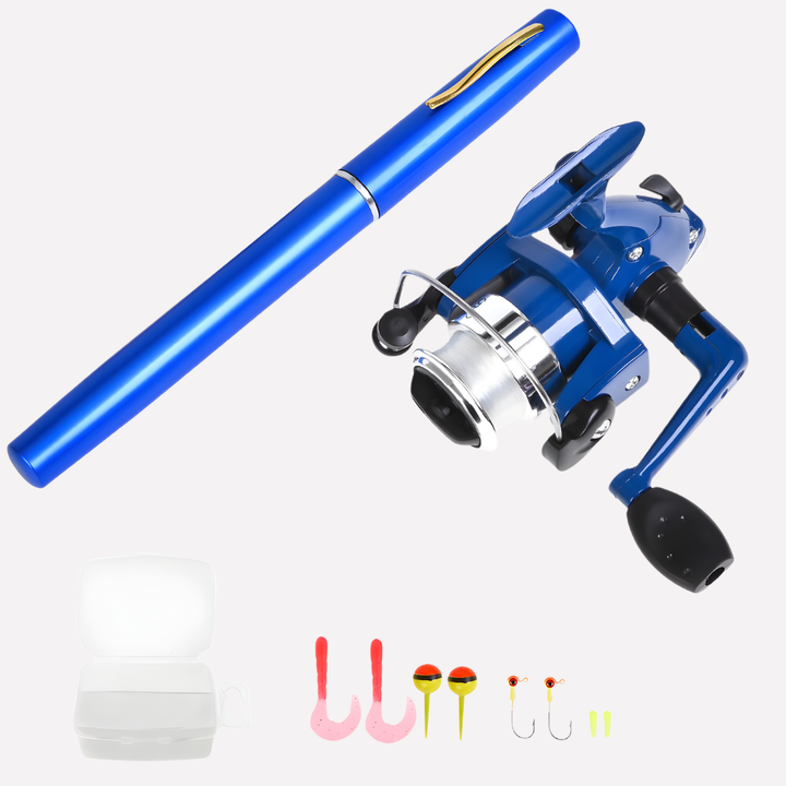 Mini Fiskestang + Hjul, Portabel Mini Teleskopisk Lomme Pen