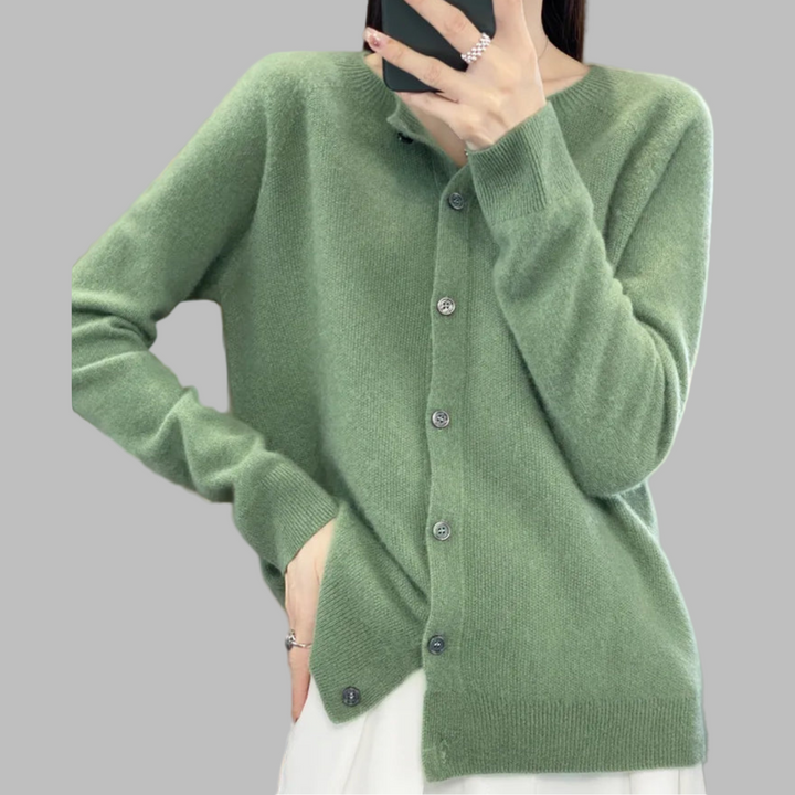Women's cardigan with O-neck