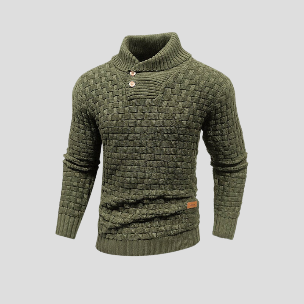 Half-collar sweater with buttons for men