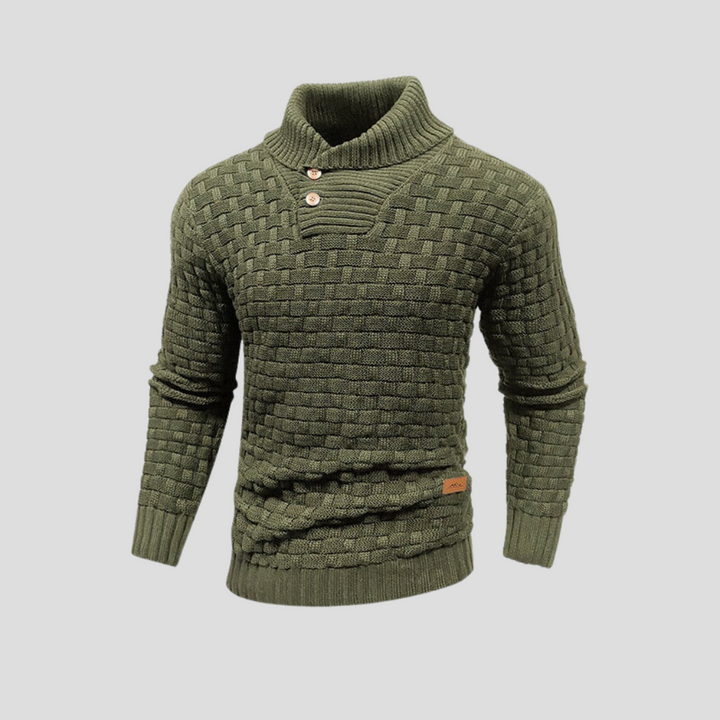 Half-collar sweater with buttons for men