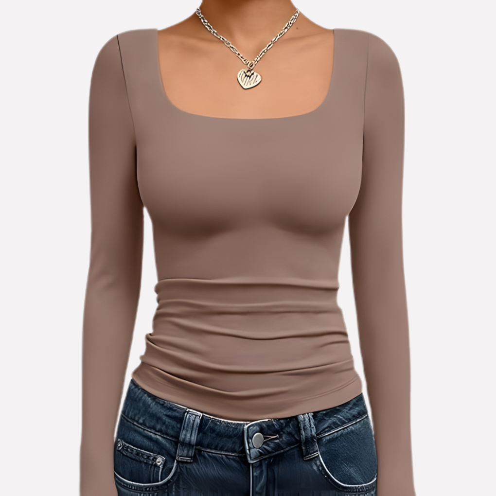 Kvinners Firkantet Hals Langermet Crop Top