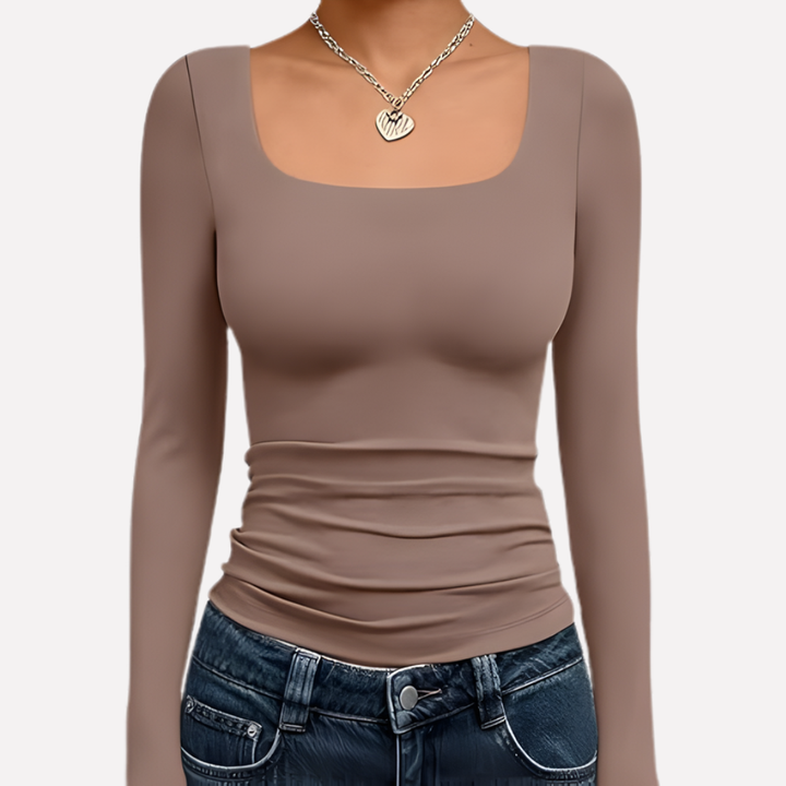 Kvinners Firkantet Hals Langermet Crop Top