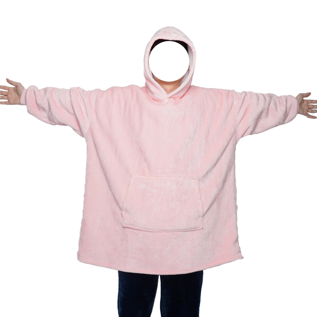 Teppehettegenser i flanell med hette og lomme – one size