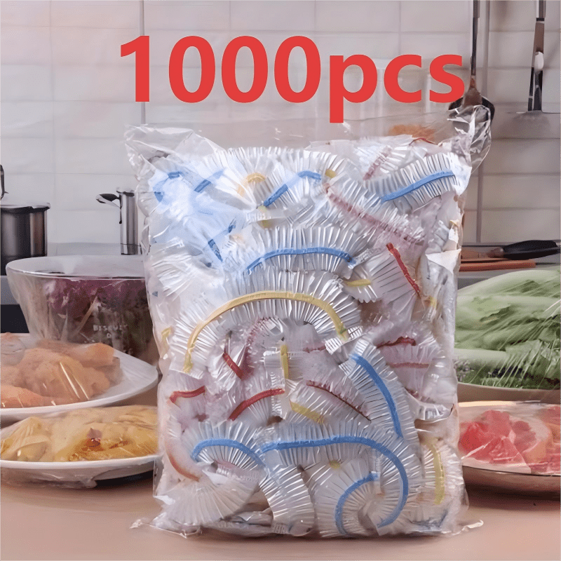 1000 elastiske engangsovertrekk for mat, PE-deksler for boller og tallerkener 35 cm