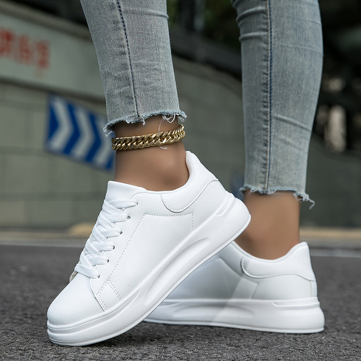 Weiße Ledersneaker für Frauen
