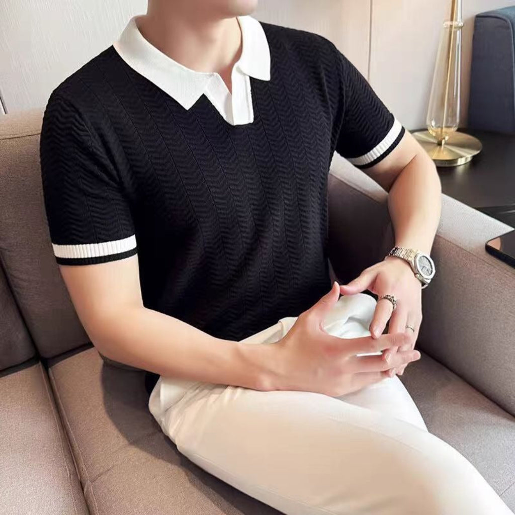 Summer Lightweight Ice Silk Knitted Short Sleeve Top