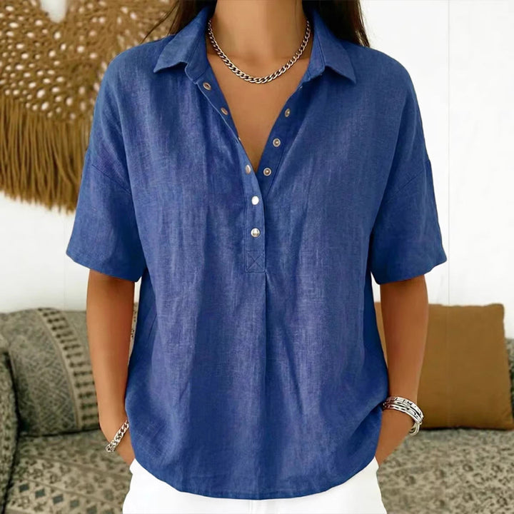 Summer Short-sleeved Shirt Button Pullover Top Fashion Casual Women's Clothing