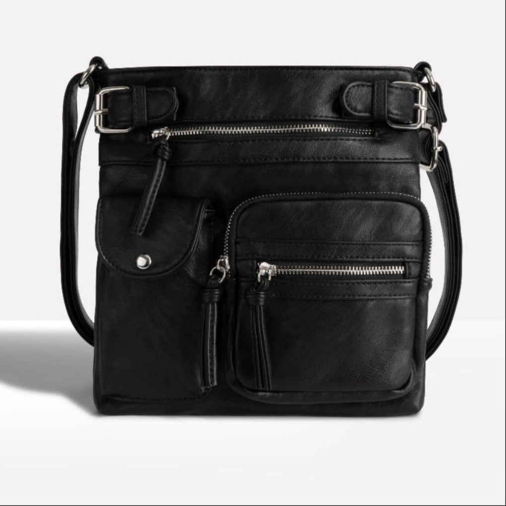 Kvinners Multi-Pocket Lær Skulderveske