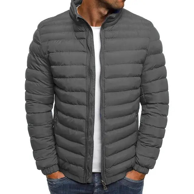 Warm Parkas for Men with Stand Collar