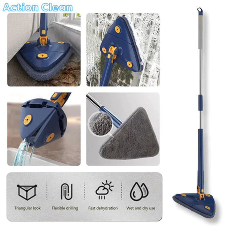 Triangular flat mop for effective daily cleaning