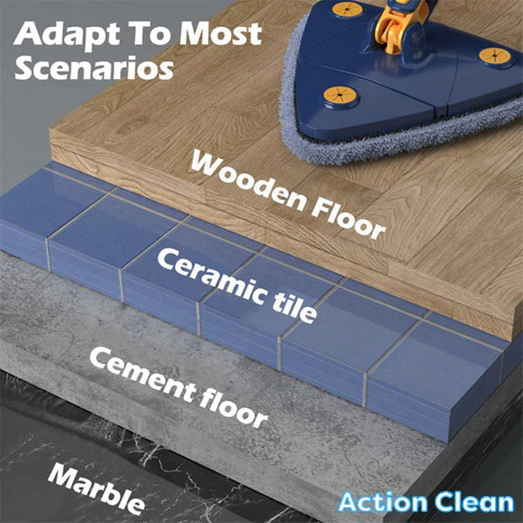 Triangular flat mop for effective daily cleaning