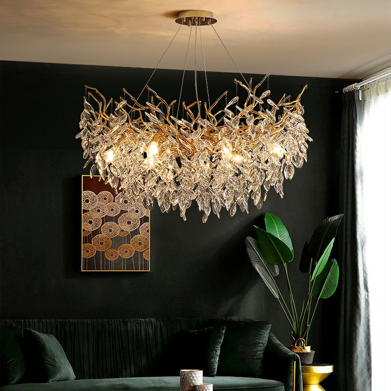 Elegant Grenlysekrone – Moderne Hengelampe i Krystall