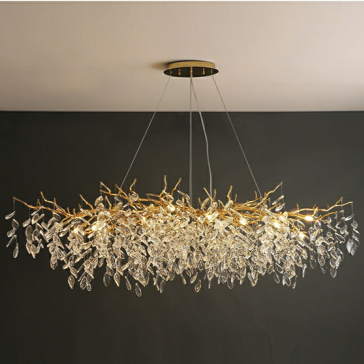 Elegant Grenlysekrone – Moderne Hengelampe i Krystall