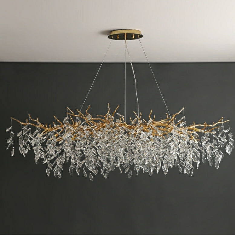 Elegant Grenlysekrone – Moderne Hengelampe i Krystall