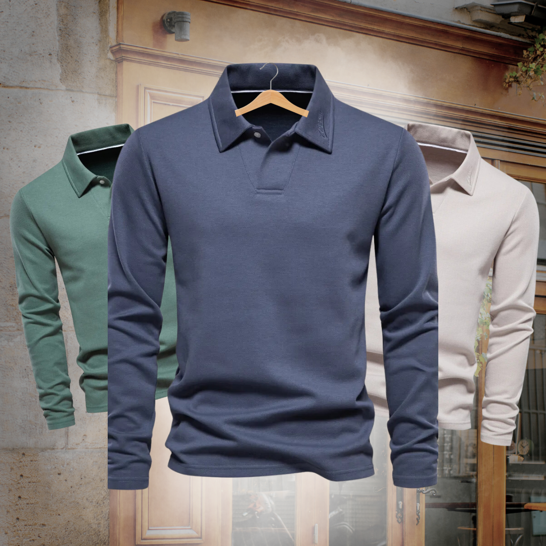 Stylish men's polo shirts with long sleeves
