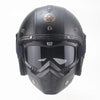 Vintage Åpen Motorsykkelhjelm Retro med Maske og Briller
