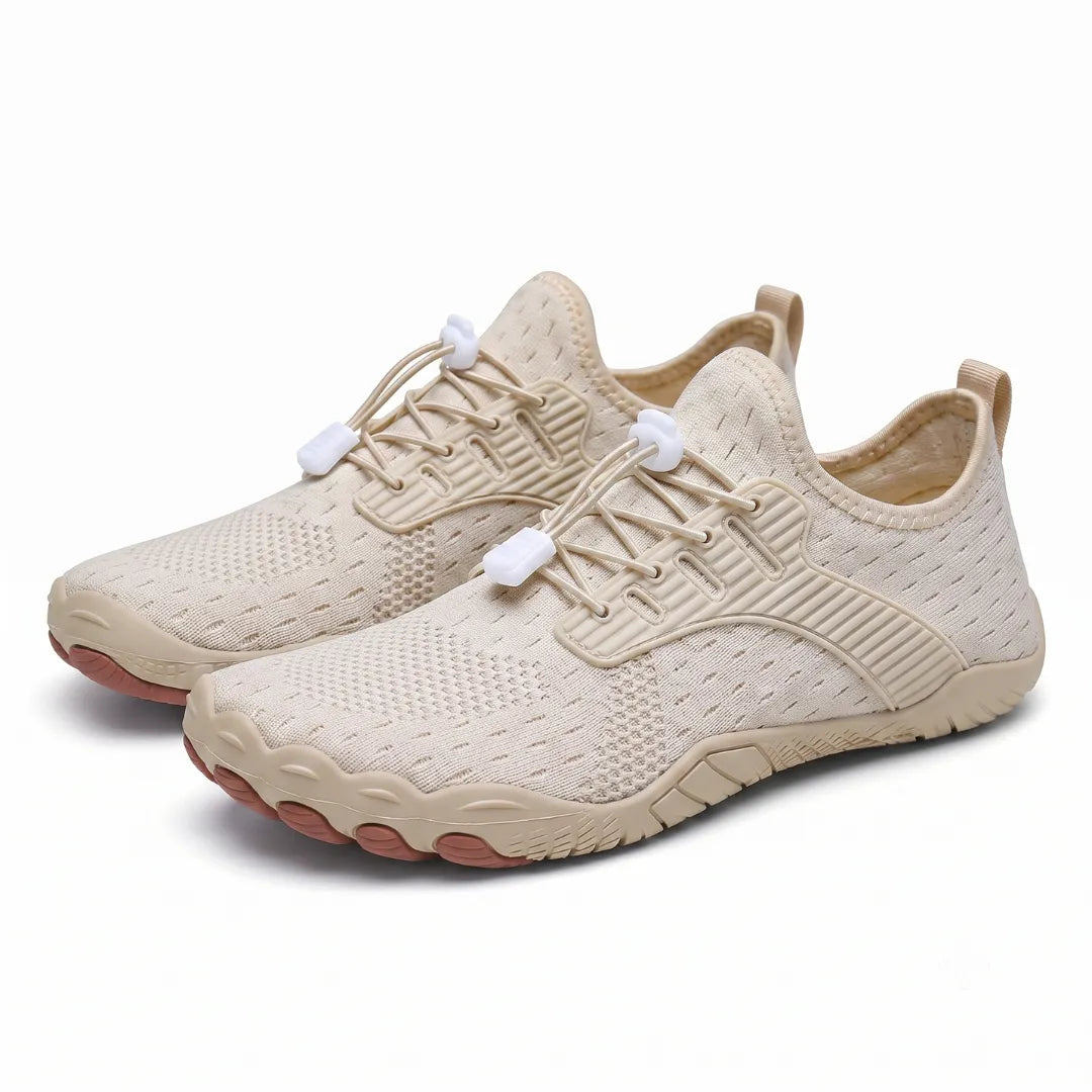 Barfotsneakers til dame med bred tåboks og fleksibel såle