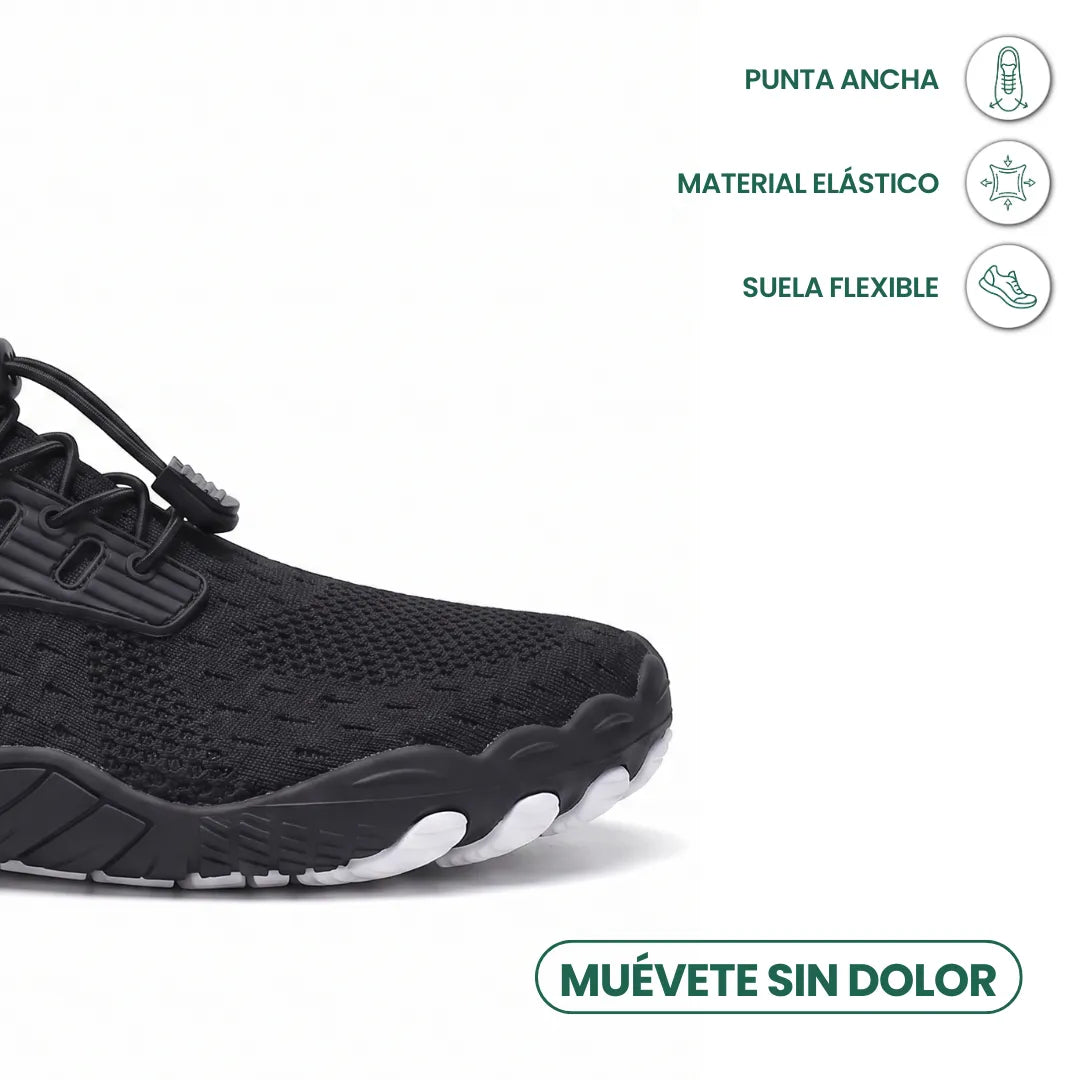Barfotsneakers til dame med bred tåboks og fleksibel såle