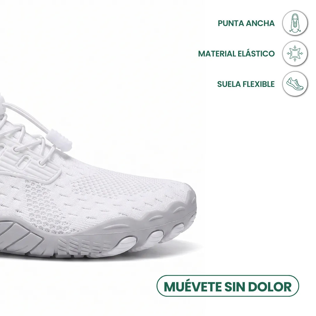 Barfotsneakers til dame med bred tåboks og fleksibel såle