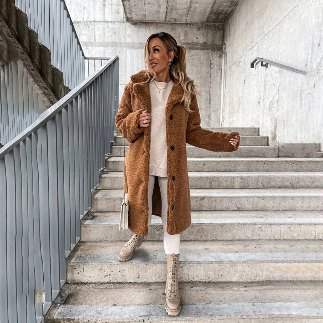 Long teddy coat for women