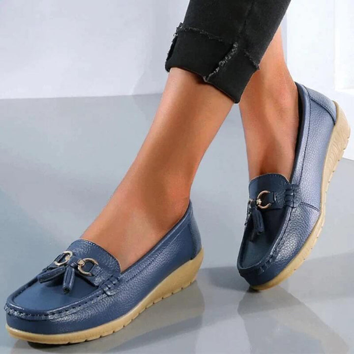Retro wedge heel loafers for women