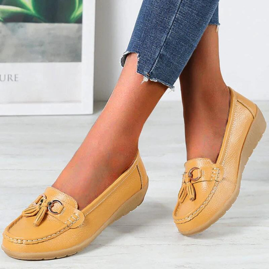 Retro wedge heel loafers for women