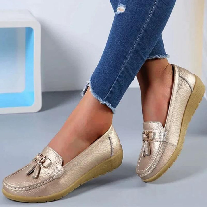 Retro wedge heel loafers for women