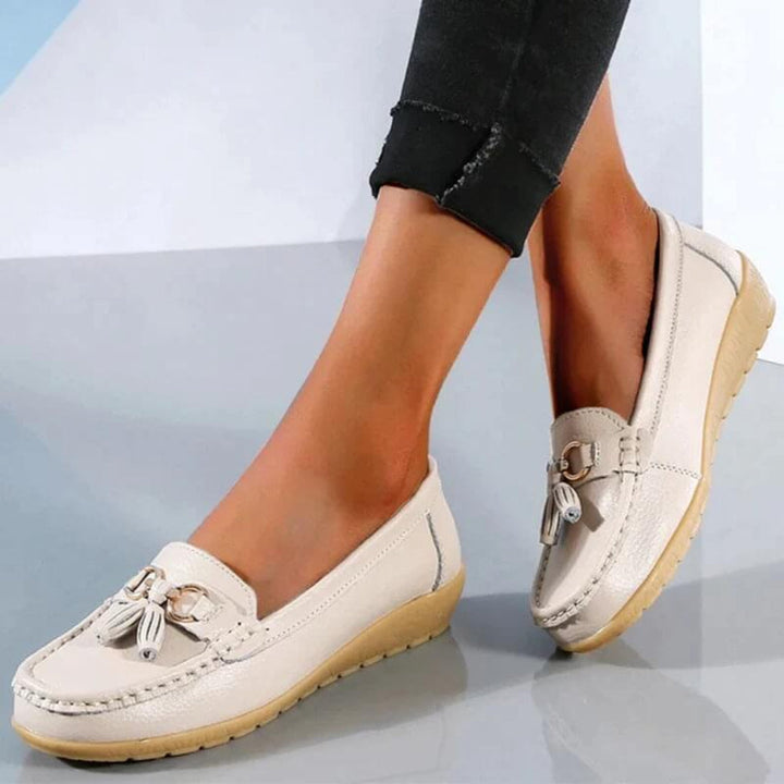 Retro wedge heel loafers for women