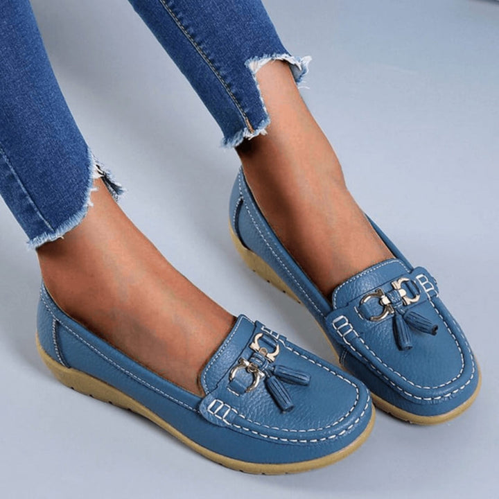 Retro wedge heel loafers for women