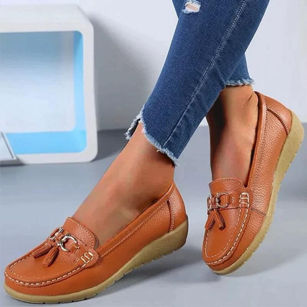Retro wedge heel loafers for women