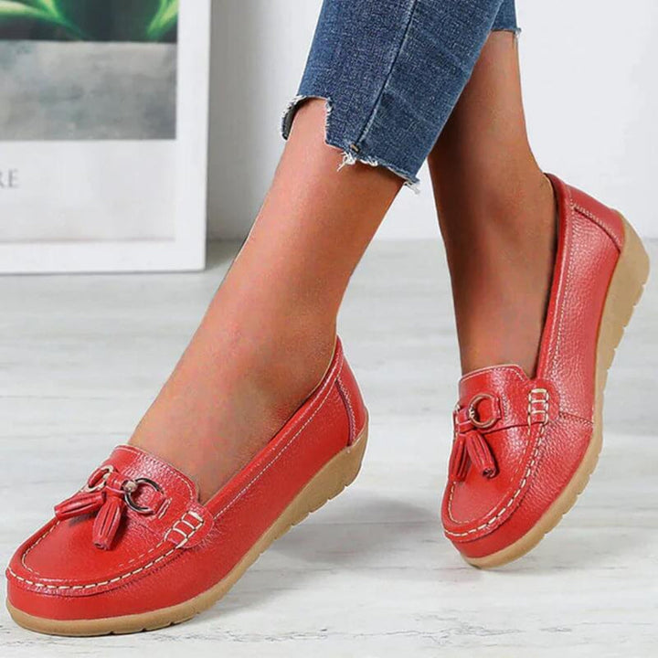 Retro wedge heel loafers for women