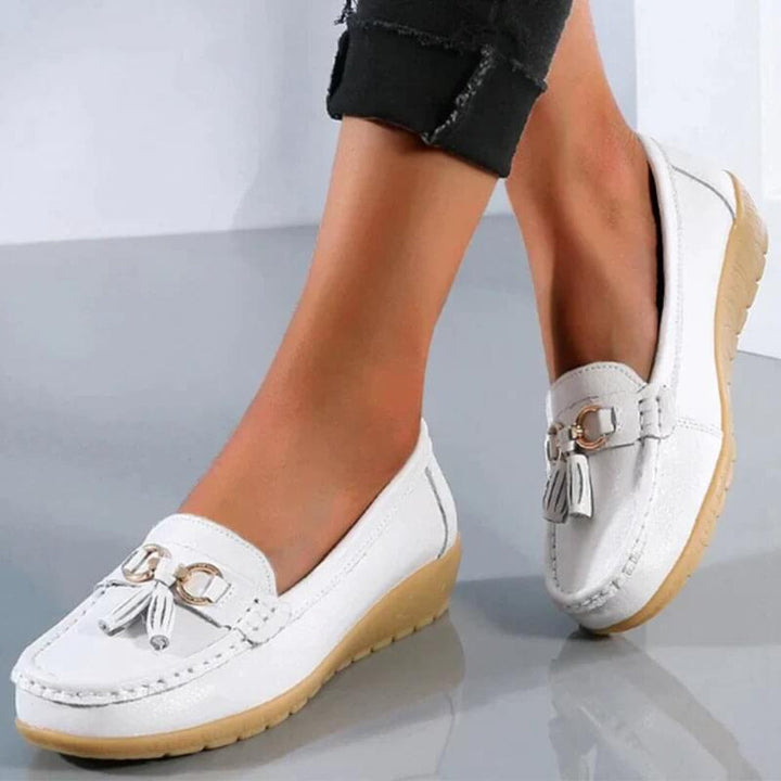 Retro wedge heel loafers for women
